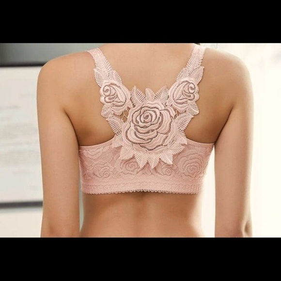 Doosinki nude bra front closure with rose design in the back size 50/115 NWT - Picture 2 of 5